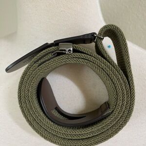 Tod's Greca Brown Leather and Green Braided Belt‎ Canvas NWT and Box